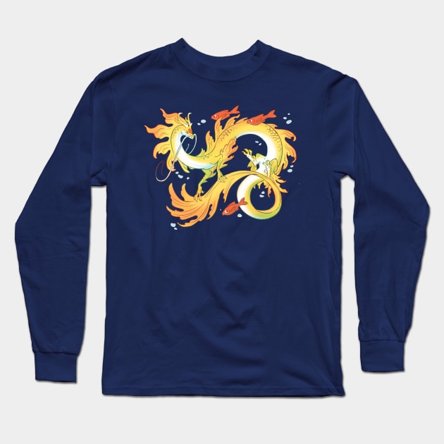 Koi Dragon Gilded Long Sleeve T-Shirt by Mamath